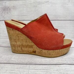 Dolce‎ Vita Suede Orange Cork Wedge Platform Sandals Womens size 8
